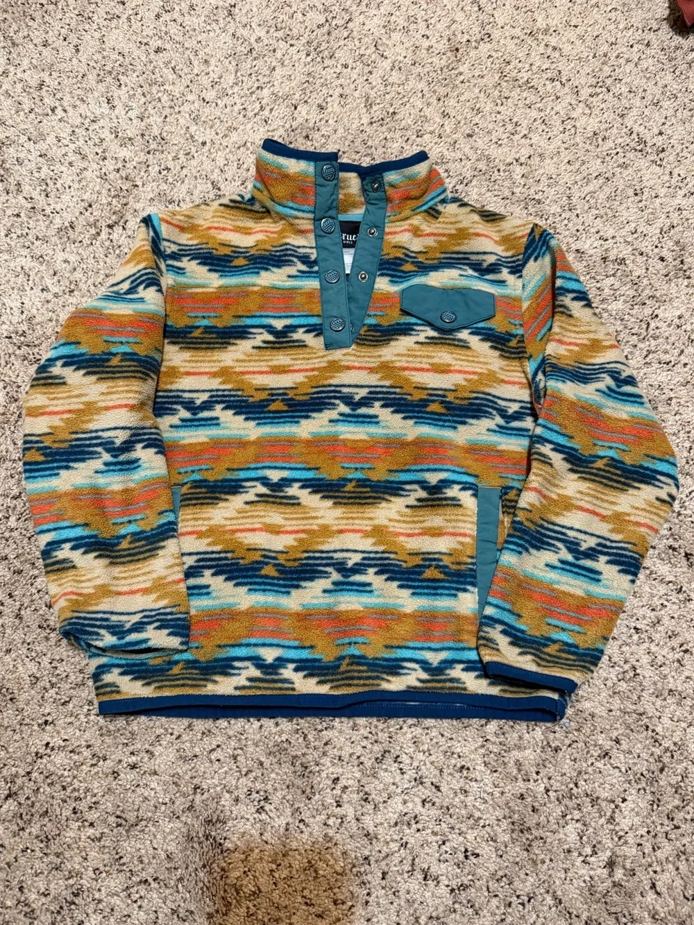 Cruel Girl Multicolor Aztec 1/4 Button Up Fleece, Pullover